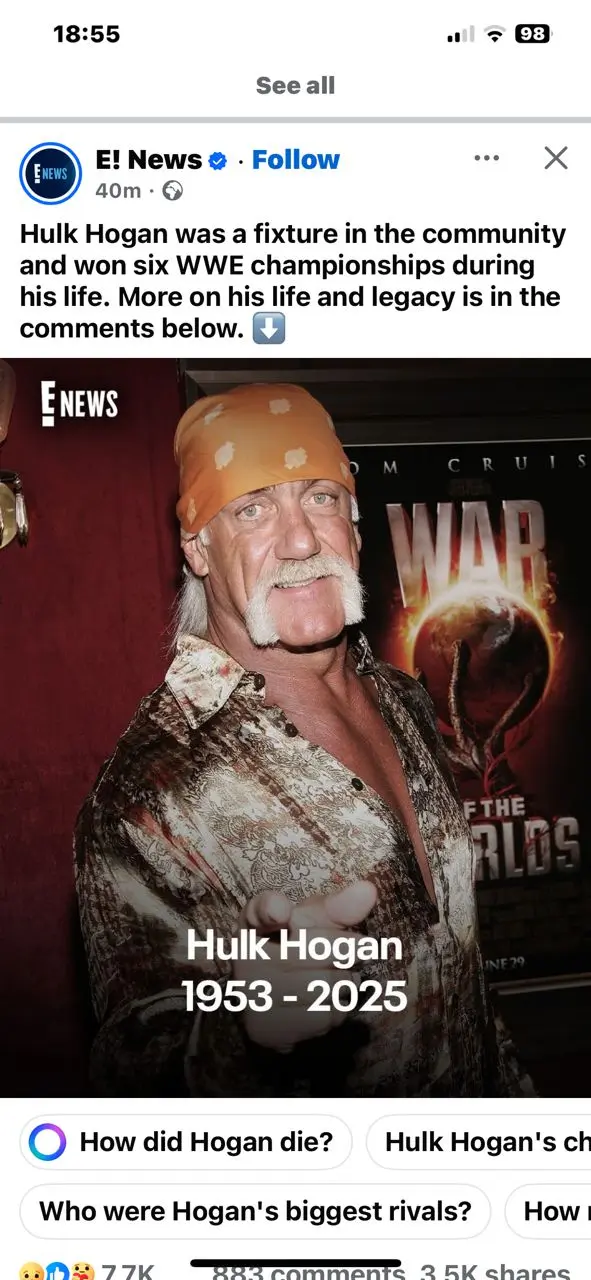 Hulk Hogans one of the greatest professional wrestlers of all time has died