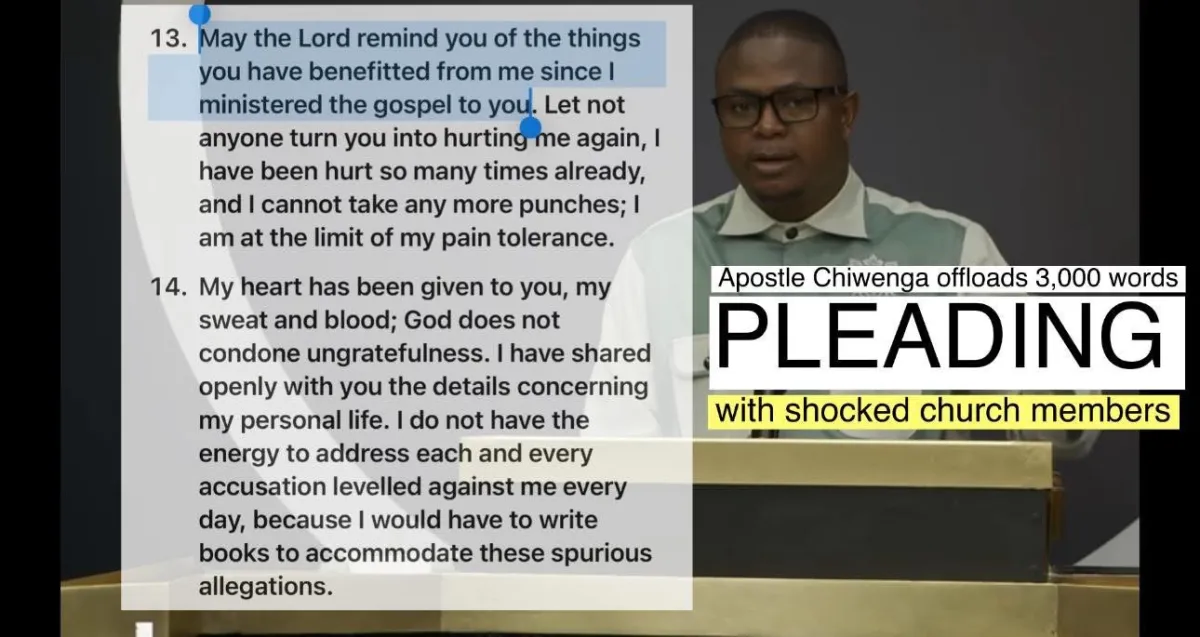 Do Not Stone David Apostle Chiwengas 3000-Word Plea To Angry Church Members Over Mjolo Scandal ZimE