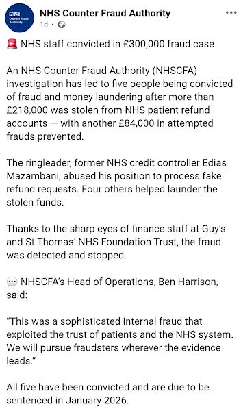 FIVE ZIMBAS GUILTY OF NHS FRAUD