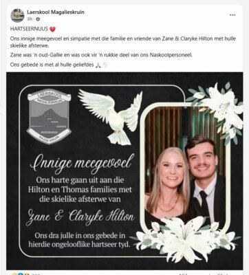 Young Pretoria newlyweds killed in horror N3 head-on crash