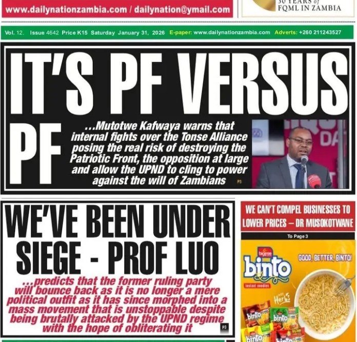 KAFWAYA’S REVISIONISM WON’T HIDE THE REAL AGENDA – PF WAS SABOTAGED, NOT FAILED BY ITS LEADERSHIP