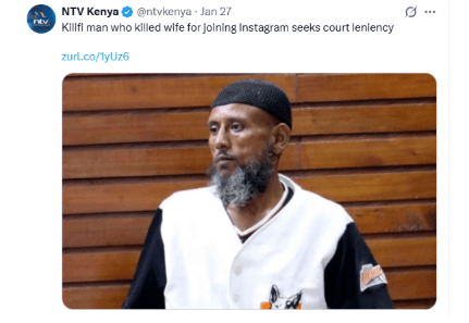 Kenyan man who k!lled his wife for joining Instagram seeks court leniency