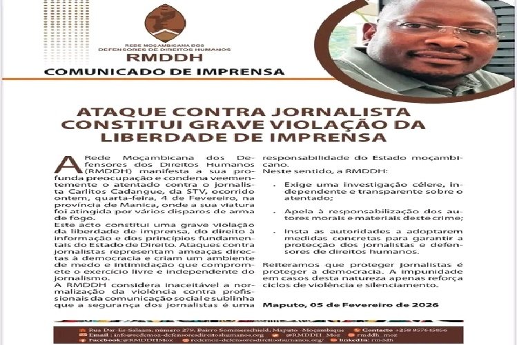 Defensores dos direitos humanos condenam atentado contra jornalista e exige investigação urgente