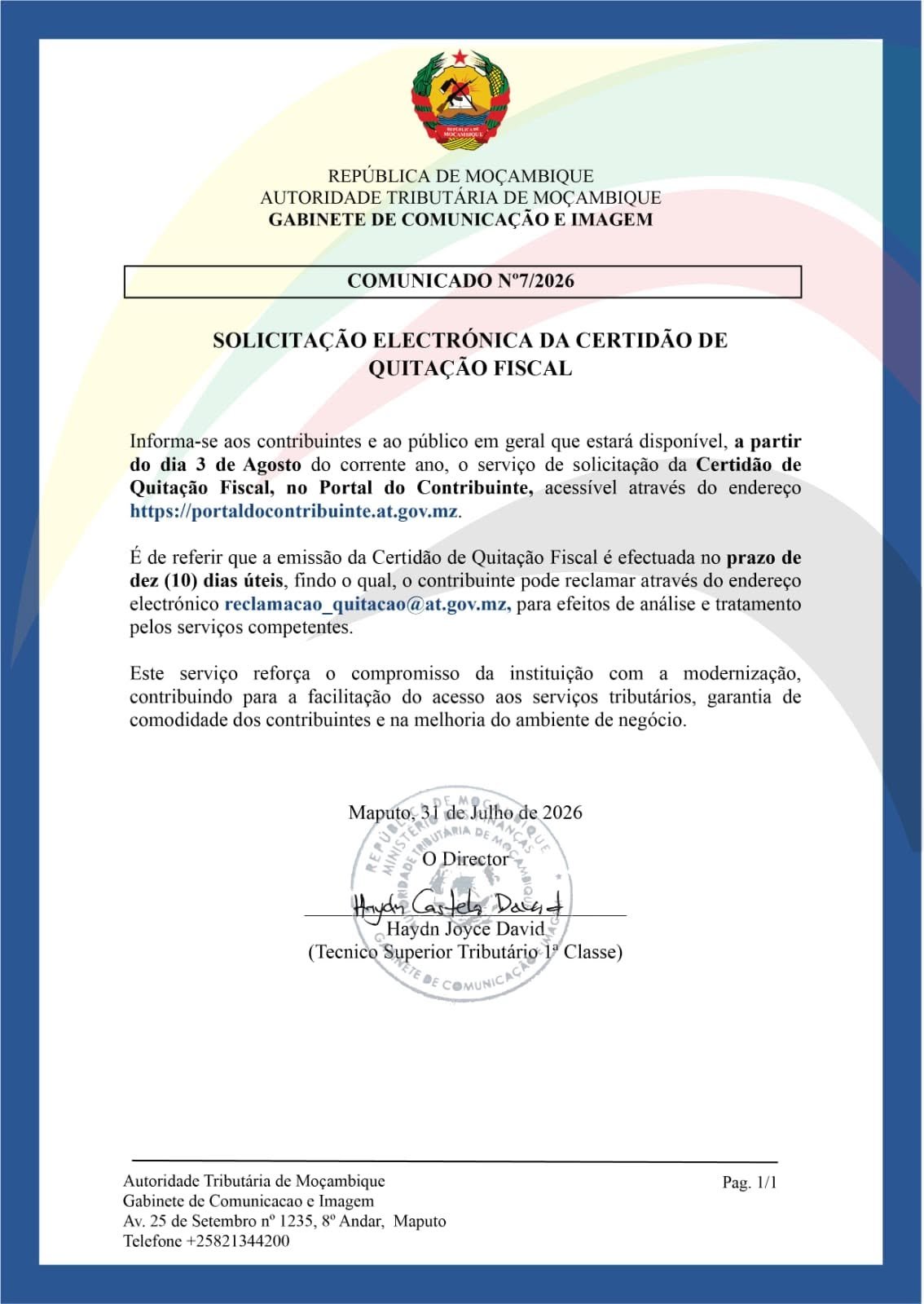 Mozambique: Tax Clearance Certificates can now be requested online